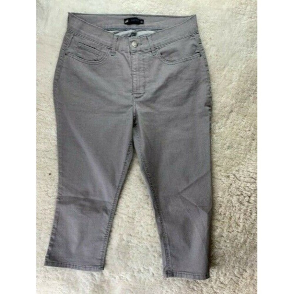Lee Easy Fit Size 10 Petite Womens Crop Pants Stretch Gray Mid Rise
